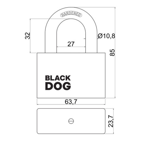 RV.BLACKDOG.60 visací zámek