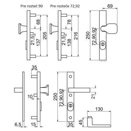 R.104.ZA.F1.TB3 bezpečnostní kování klika-madlo