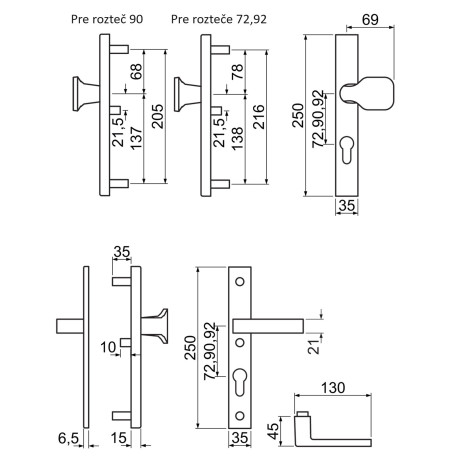 R.104.PZ.F1.TB3 bezpečnostní kování klika-madlo