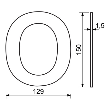 RN.150L.0.CE číslo "0" 150mm černé matné