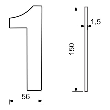 RN.150L.1.CE číslo "1" 150mm černé matné