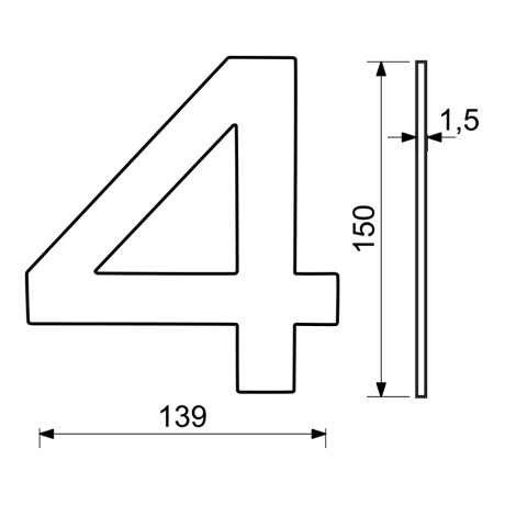 RN.150L.4.CE číslo "4" 150mm černé matné