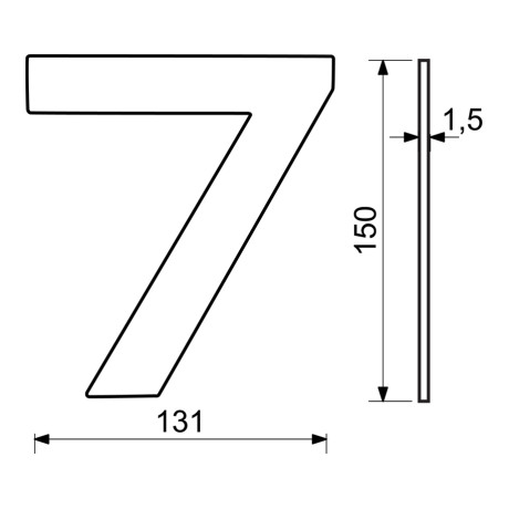 RN.150L.7.CE číslo "7" 150mm černé matné