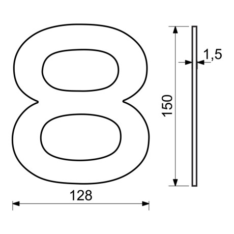 RN.150L.8.CE číslo "8" 150mm černé matné