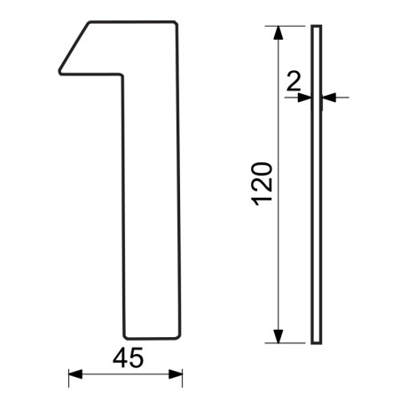 RN.120L.1.CE číslo "1" 120mm černé matné