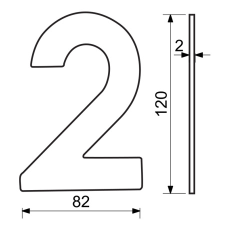 RN.120L.2.CE číslo "2" 120mm černé matné