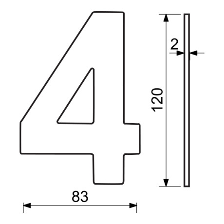 RN.120L.4.CE číslo "4" 120mm černé matné