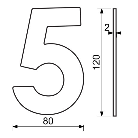 RN.120L.5.CE číslo "5" 120mm černé matné