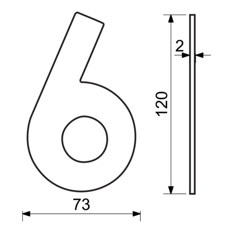 RN.120L.6.CE číslo "6" 120mm černé matné