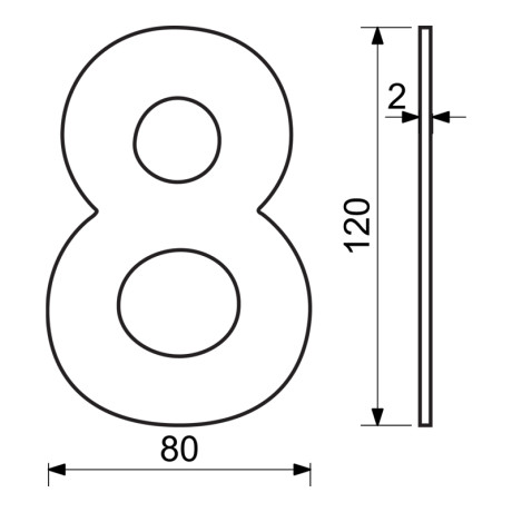 RN.120L.8.CE číslo "8" 120mm černé matné