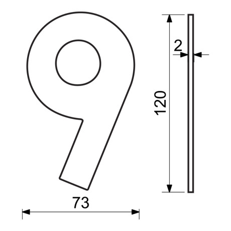 RN.120L.9.CE číslo "9" 120mm černé matné