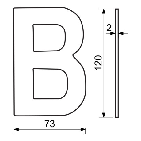 RN.120L.B.CE písmeno "B" 120mm černé matné