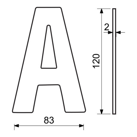 RN.120L.A.MD písmeno "A" 120mm měděné