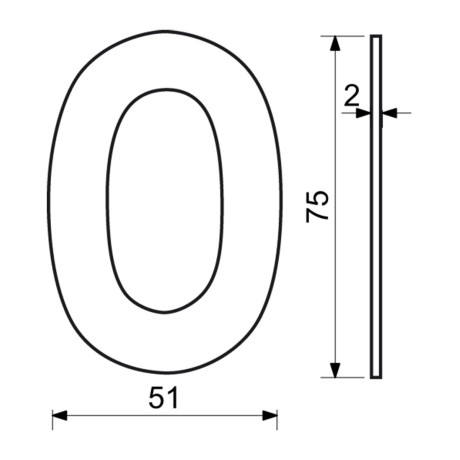 RN.75L.0.N číslice 75mm  "0" nerez