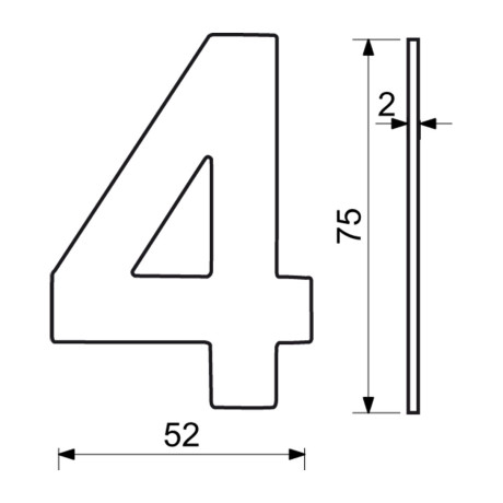 RN.75L.4.N číslice 75mm "4" nerez