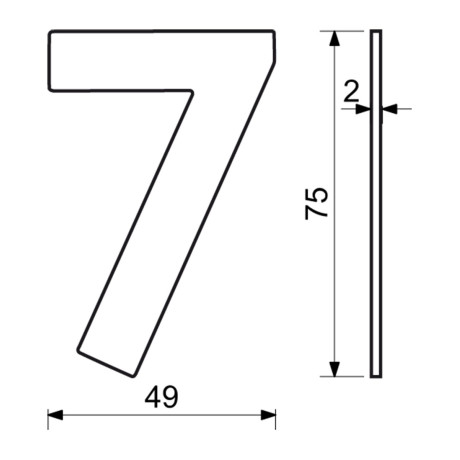 RN.75L.7.N číslice 75mm "7" nerez