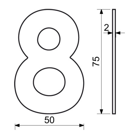 RN.75L.8.N číslice 75mm "8" nerez