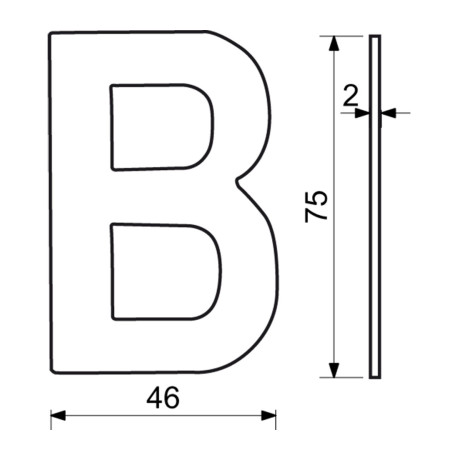 RN.75L.B.N písmeno 75mm "B" nerez