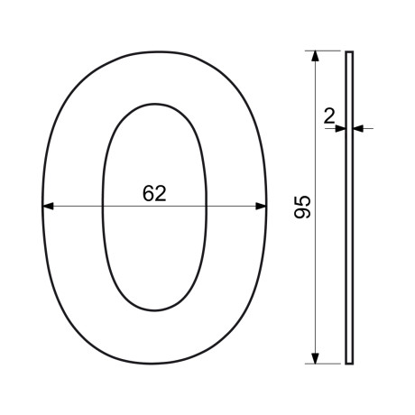 RN.95L.0.N číslo 95mm "0" nerez