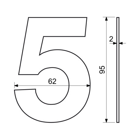 RN.95L.5.N číslo 95mm "5" nerez