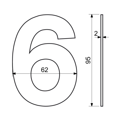 RN.95L.6.N číslo 95mm "6" nerez