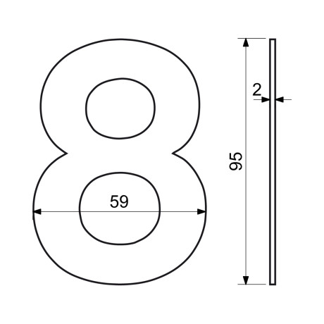 RN.95L.8.N číslo 95mm "8" nerez