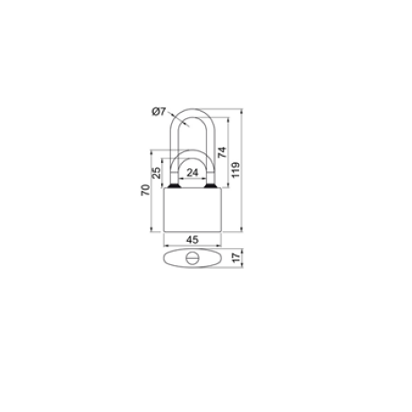 RV.OVAL.45mm PL visací zámek