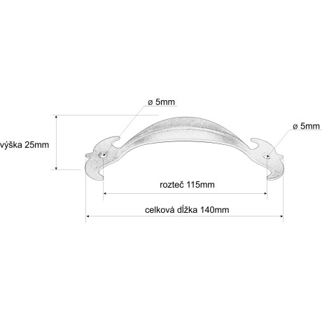 UM 115mm úchytka černá