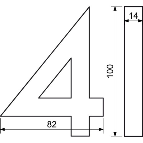 Číslo "4" 3D 100mm Al