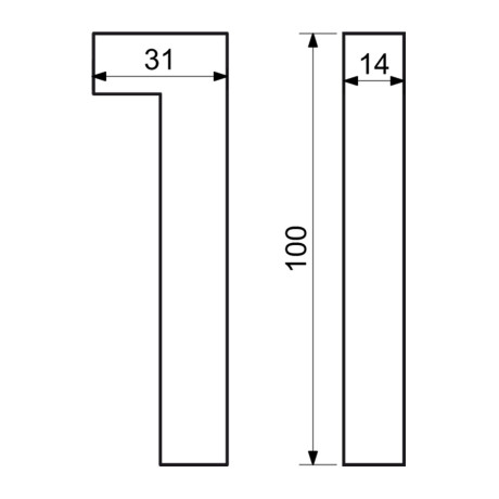 Číslo "1" 3D černé 100mm