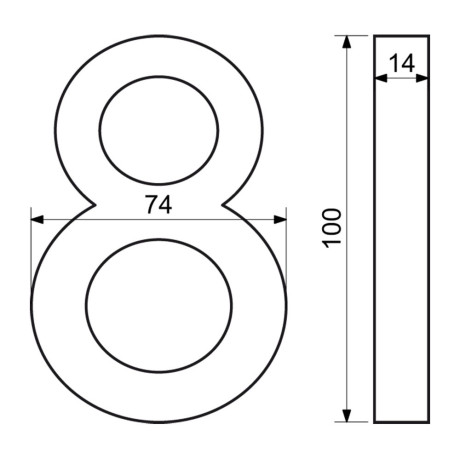 Číslo "8" 3D černé 100mm