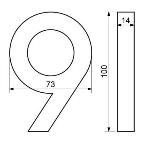 Číslo "9" 3D černé 100mm