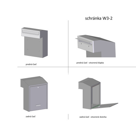 W3 - 2 poštovní schránka RAL7016 / nerez